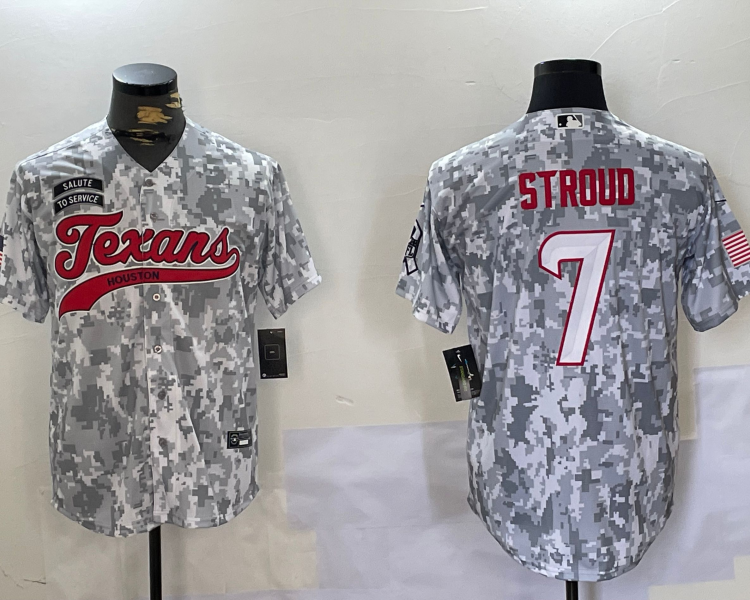 Men's Houston Texans C.J. Stroud #7 Arctic Camo 2024 Salute to Service Jersey