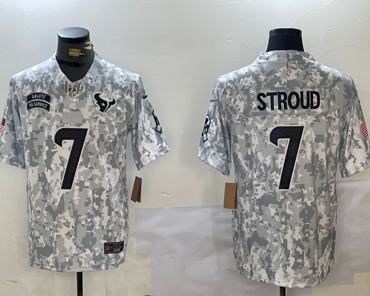 Men's Houston Texans C.J. Stroud #7 Arctic Camo 2024 Salute to Service Limited Jersey