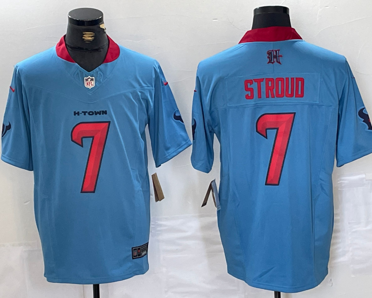 Men's Houston Texans C.J. Stroud #7 Light Blue Jersey