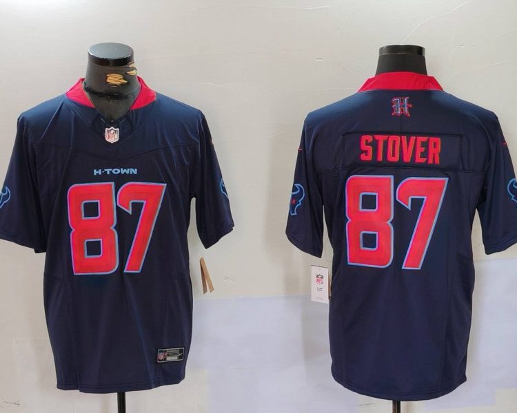Men's Houston Texans Cade Stover #87 Navy 2nd Alternate Jersey