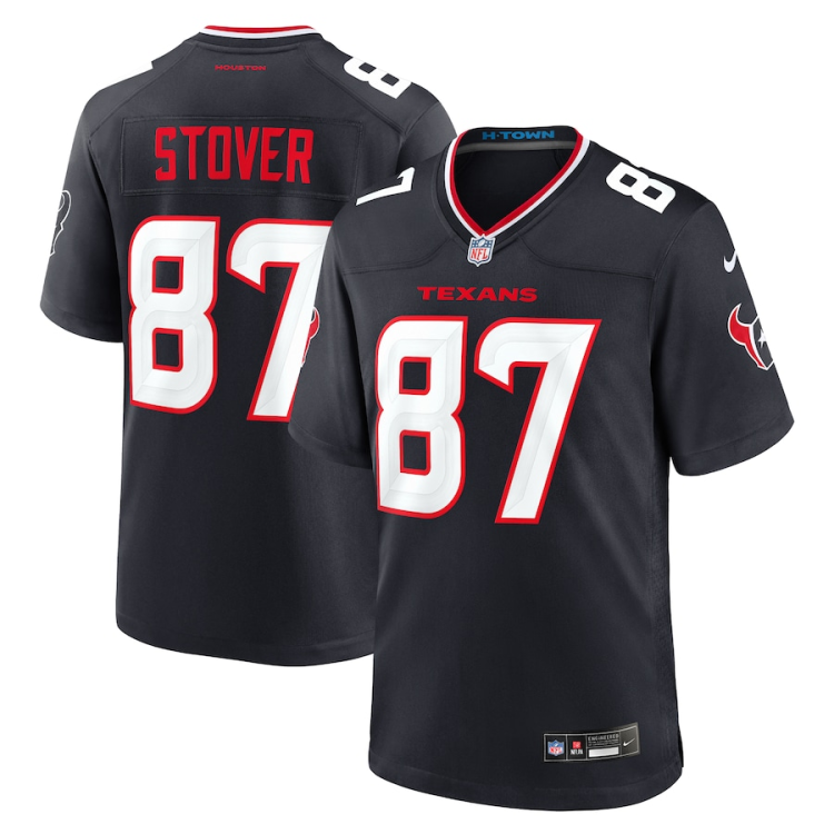 Men's Houston Texans Cade Stover #87 Navy Jersey
