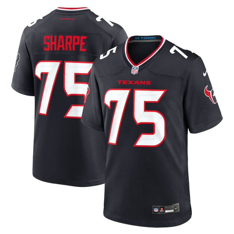 Men's Houston Texans David Sharpe #75 Navy Team Jersey