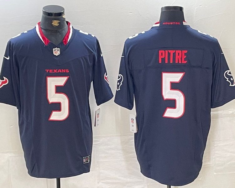 Men's Houston Texans Jalen Pitre #5 Navy Jersey