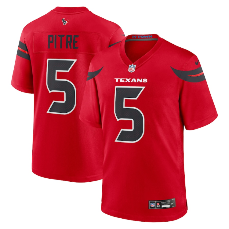 Men's Houston Texans Jalen Pitre #5 Red Alternate Jersey
