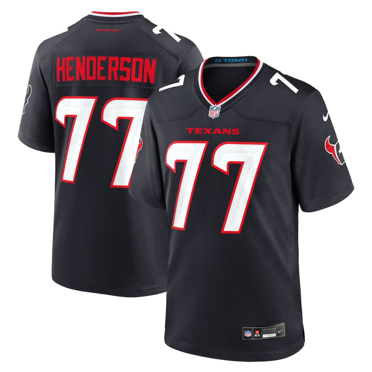 Men's Houston Texans LaDarius Henderson #77 Navy Jersey