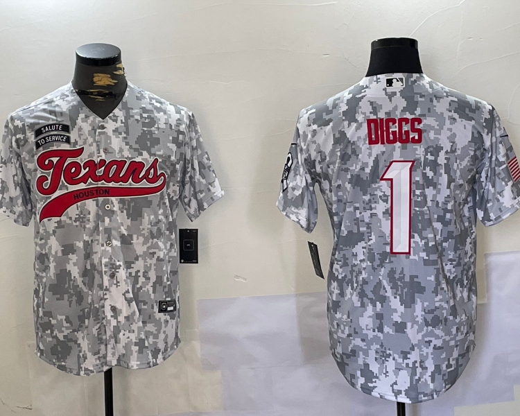 Men's Houston Texans Stefon Diggs #1 Arctic Camo 2024 Salute to Service Jersey