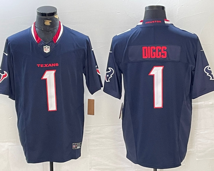 Men's Houston Texans Stefon Diggs #1 Navy Jersey