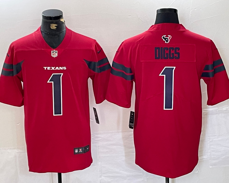Men's Houston Texans Stefon Diggs #1 Red Alternate Jersey
