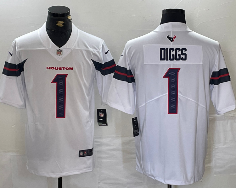 Men's Houston Texans Stefon Diggs #1 White Jersey