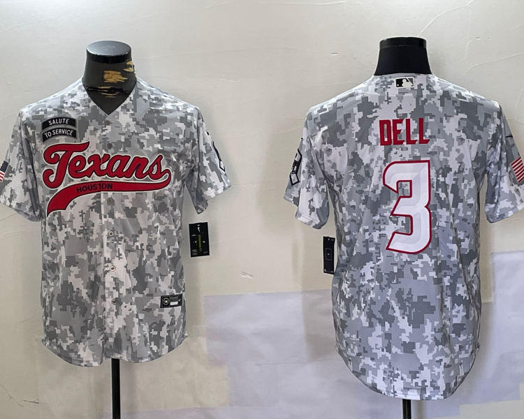 Men's Houston Texans Tank Dell #3 Arctic Camo 2024 Salute to Service Jersey