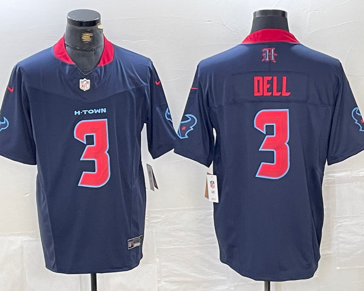 Men's Houston Texans Tank Dell #3 Navy 2nd Alternate Jersey