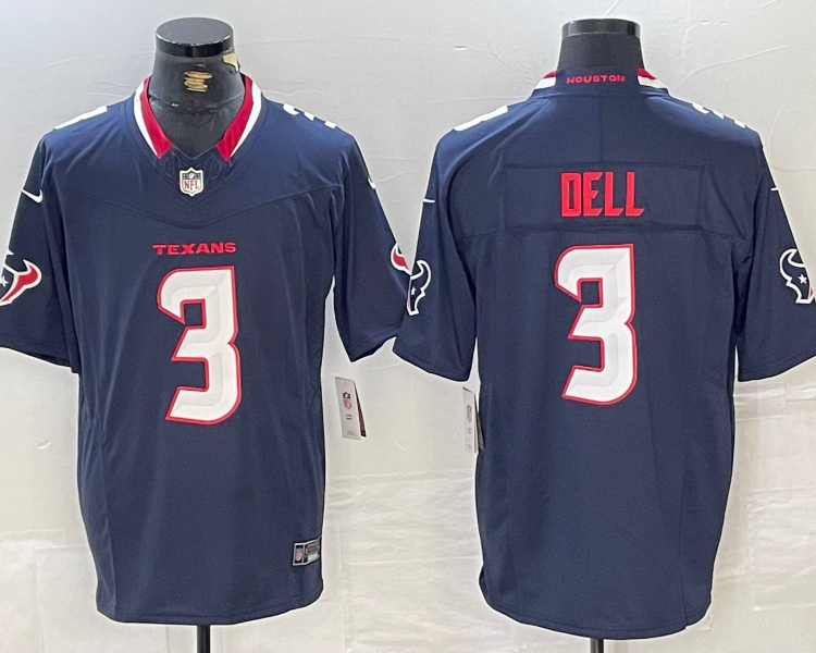 Men's Houston Texans Tank Dell #3 Navy Jersey
