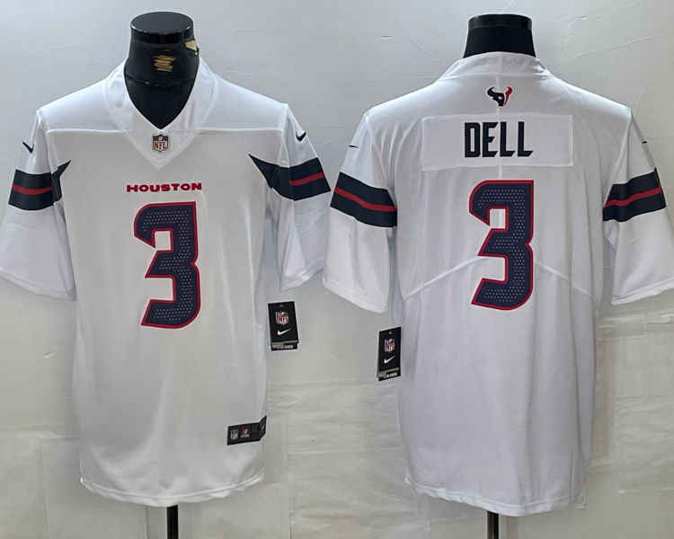 Men's Houston Texans Tank Dell #3 White Jersey