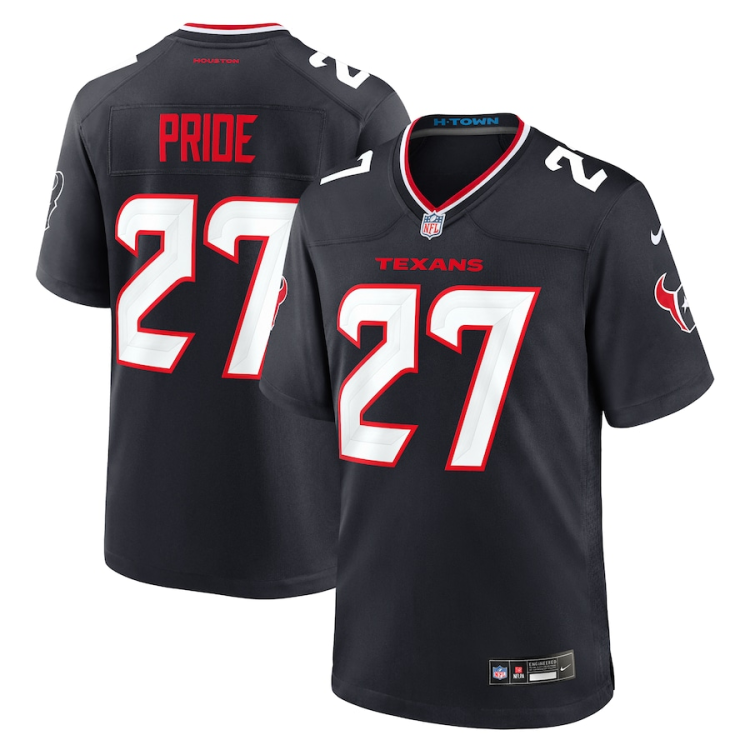 Men's Houston Texans Troy Pride #27 Navy Team Jersey