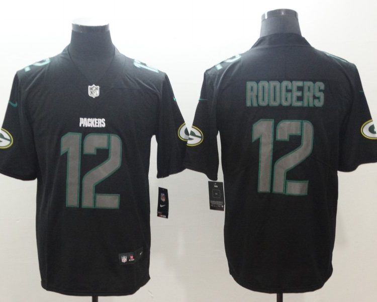 Men's Green Bay Packers #12 Aaron Rodgers Black Alternate Jersey