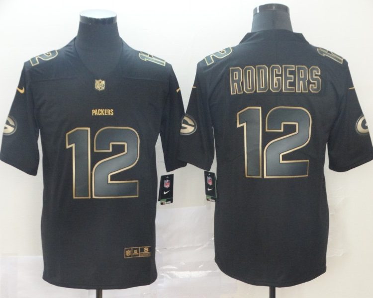 Men's Green Bay Packers #12 Aaron Rodgers Black Authentic Jersey