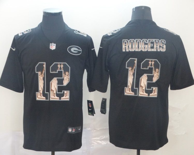 Men's Green Bay Packers #12 Aaron Rodgers Black Jersey