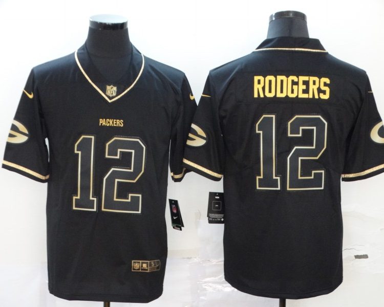 Men's Green Bay Packers #12 Aaron Rodgers Black Jersey