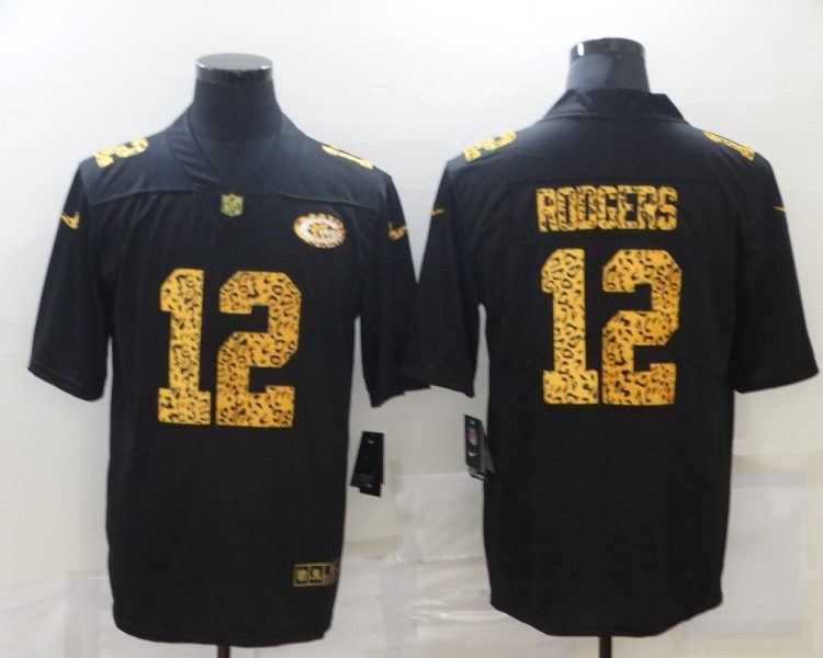 Men's Green Bay Packers #12 Aaron Rodgers Black Jersey