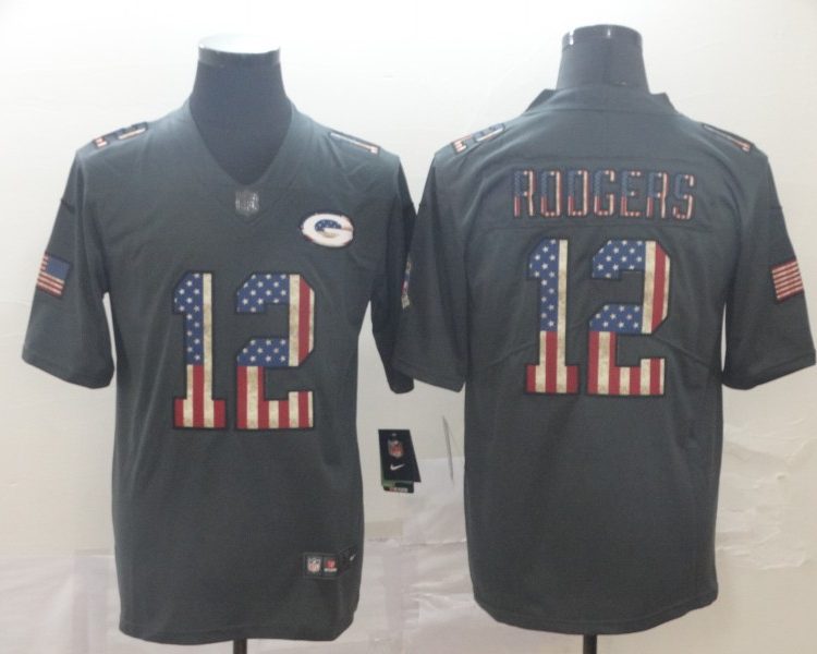 Men's Green Bay Packers #12 Aaron Rodgers Black Team Jersey