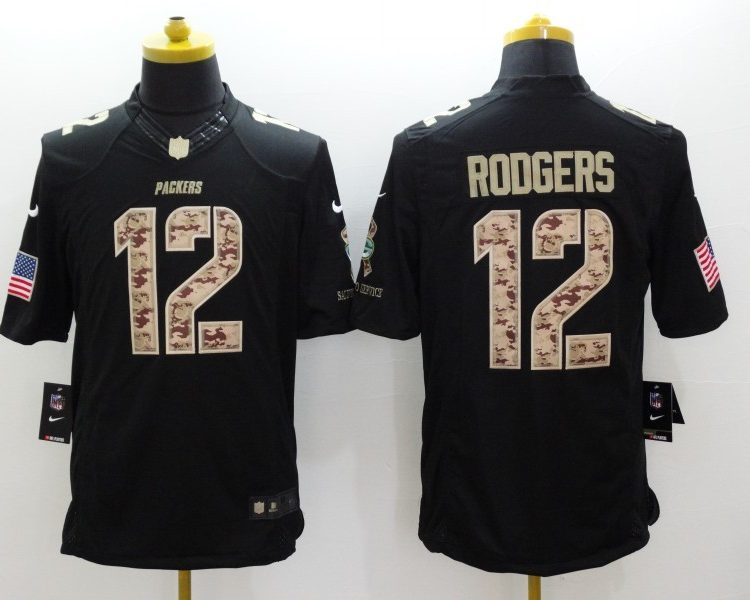 Men's Green Bay Packers #12 Aaron Rodgers Black Team Jersey