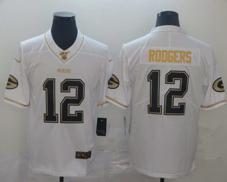 Men's Green Bay Packers #12 Aaron Rodgers White Jersey