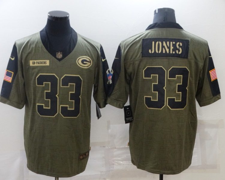 Men's Green Bay Packers Aaron Jones #33 Brown Jersey