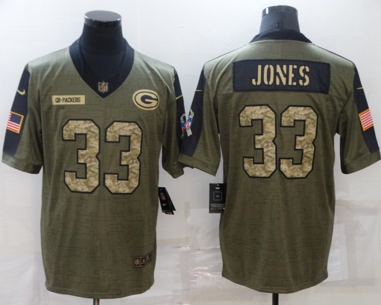 Men's Green Bay Packers Aaron Jones #33 Brown Jersey