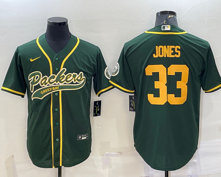 Men's Green Bay Packers Aaron Jones #33 Green Jersey Joint Edition