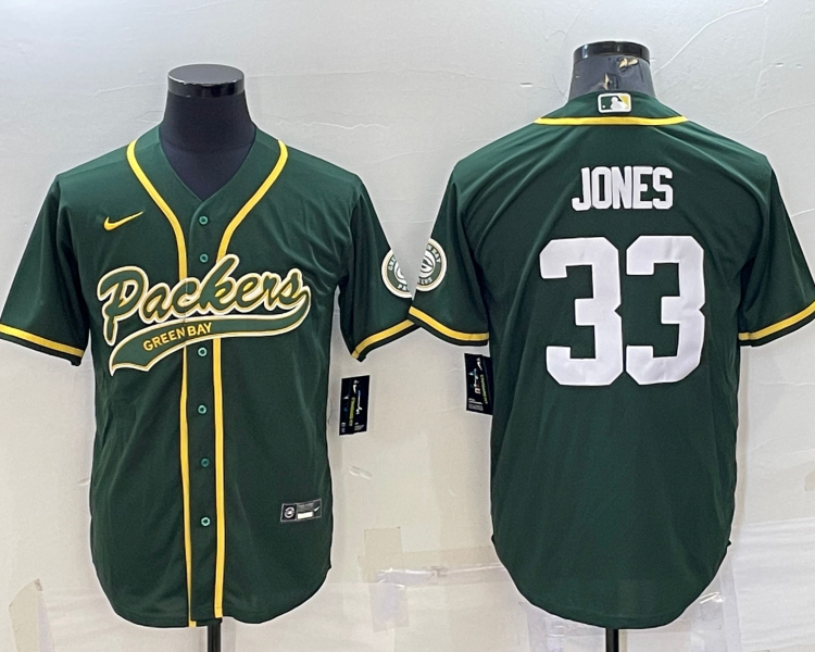 Men's Green Bay Packers Aaron Jones #33 Green Jersey Joint Edition