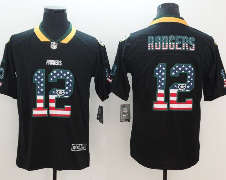 Men's Green Bay Packers Aaron Rodgers #12 Black Alternate Jersey