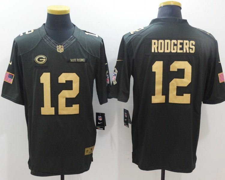 Men's Green Bay Packers Aaron Rodgers #12 Black Authentic Jersey