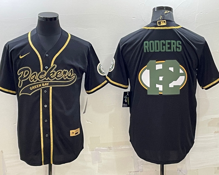 Men's Green Bay Packers Aaron Rodgers #12 Black Jersey Joint Edition