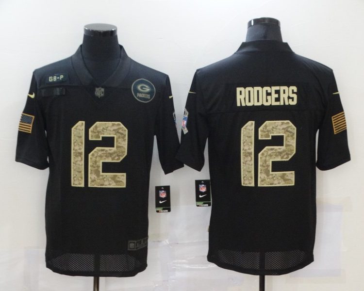 Men's Green Bay Packers Aaron Rodgers #12 Black Jersey