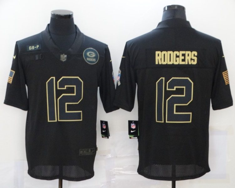 Men's Green Bay Packers Aaron Rodgers #12 Black Jersey