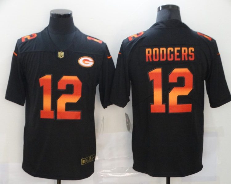 Men's Green Bay Packers Aaron Rodgers #12 Black Jersey