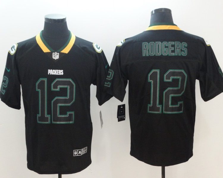 Men's Green Bay Packers Aaron Rodgers #12 Black Jersey