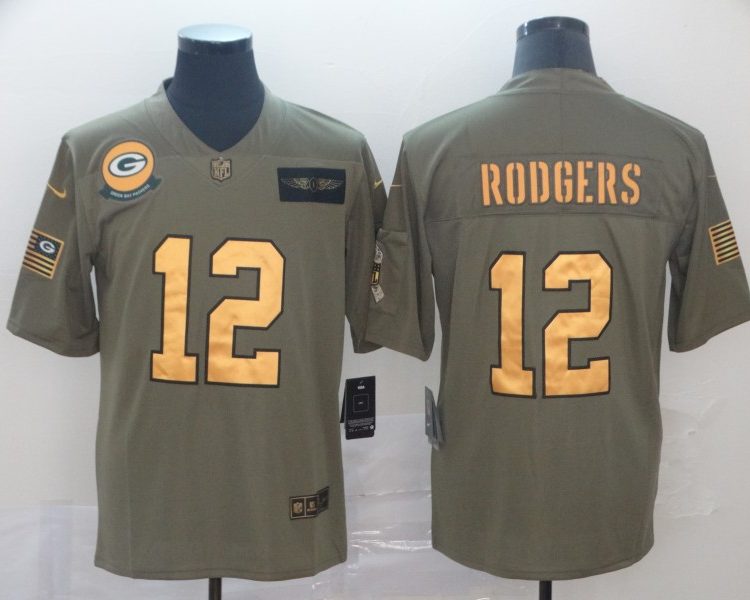 Men's Green Bay Packers Aaron Rodgers #12 Brown Alternate Jersey