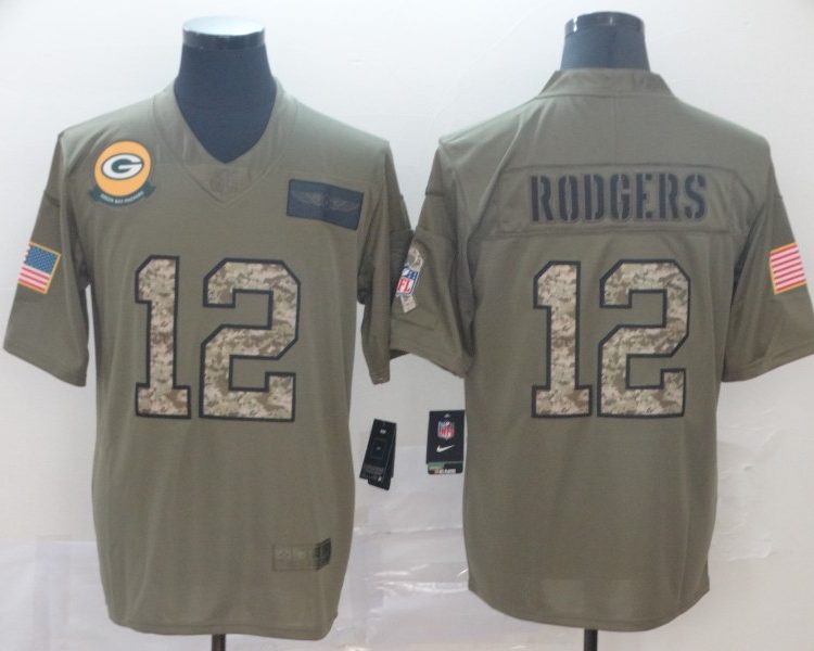 Men's Green Bay Packers Aaron Rodgers #12 Brown Authentic Jersey