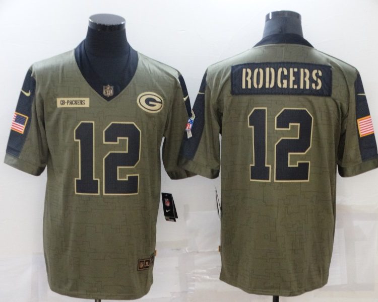 Men's Green Bay Packers Aaron Rodgers #12 Brown Jersey