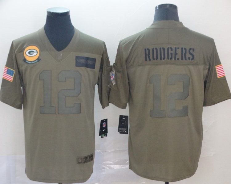 Men's Green Bay Packers Aaron Rodgers #12 Brown Jersey