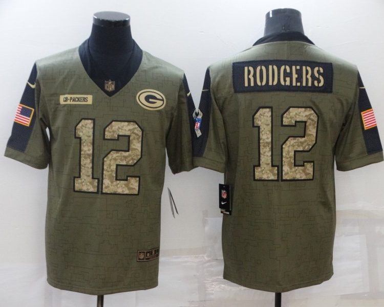 Men's Green Bay Packers Aaron Rodgers #12 Brown Jersey