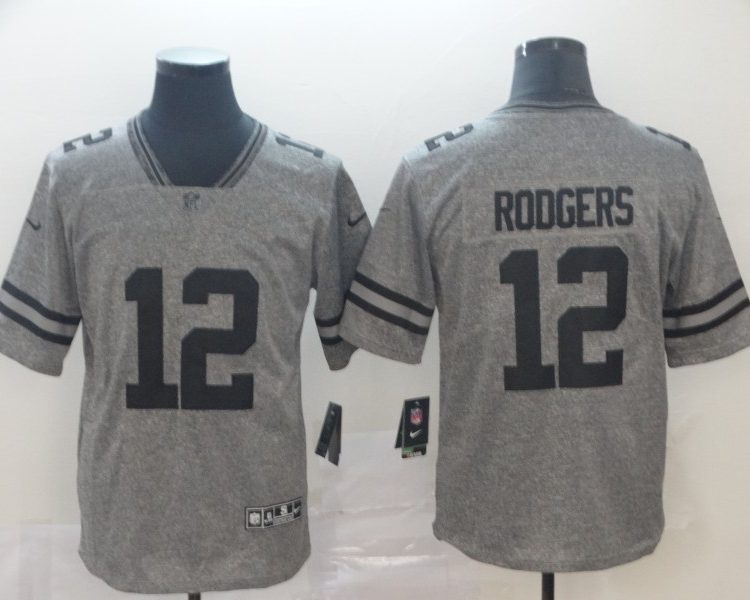Men's Green Bay Packers Aaron Rodgers #12 Gray Alternate Jersey
