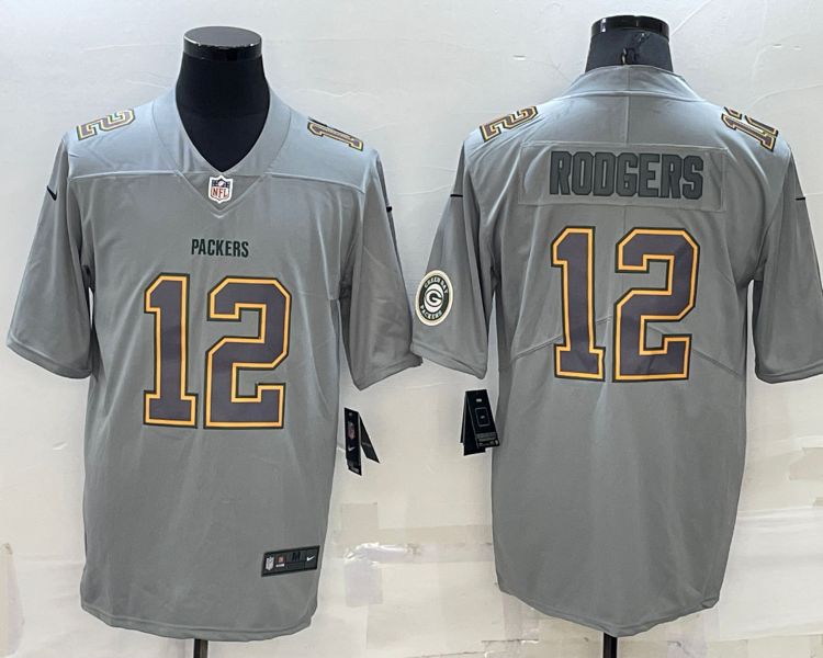 Men's Green Bay Packers Aaron Rodgers #12 Gray Atmosphere Jersey