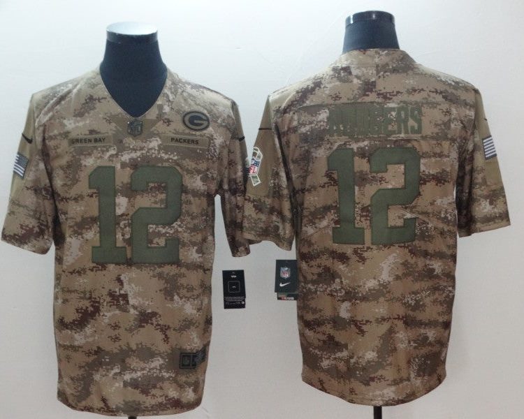 Men's Green Bay Packers Aaron Rodgers #12 Gray Camouflage Jersey