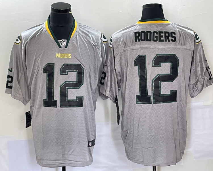 Men's Green Bay Packers Aaron Rodgers #12 Gray Jersey