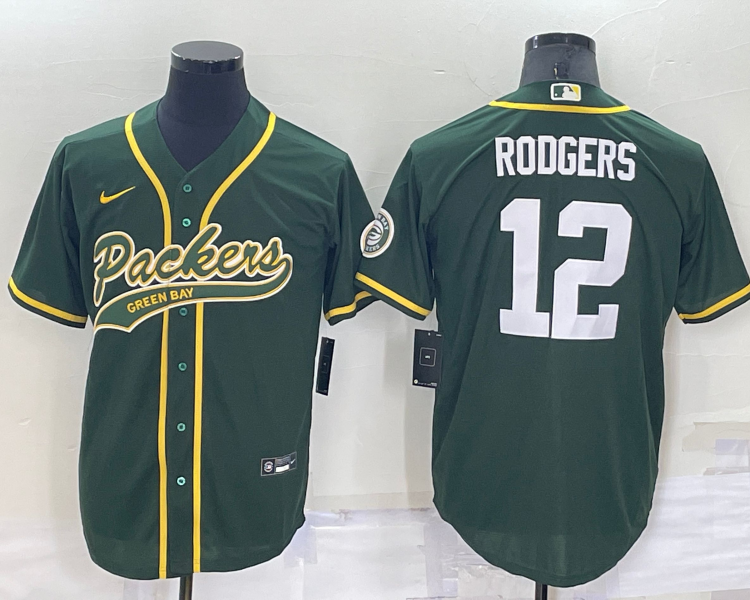Men's Green Bay Packers Aaron Rodgers #12 Green Jersey Joint Edition