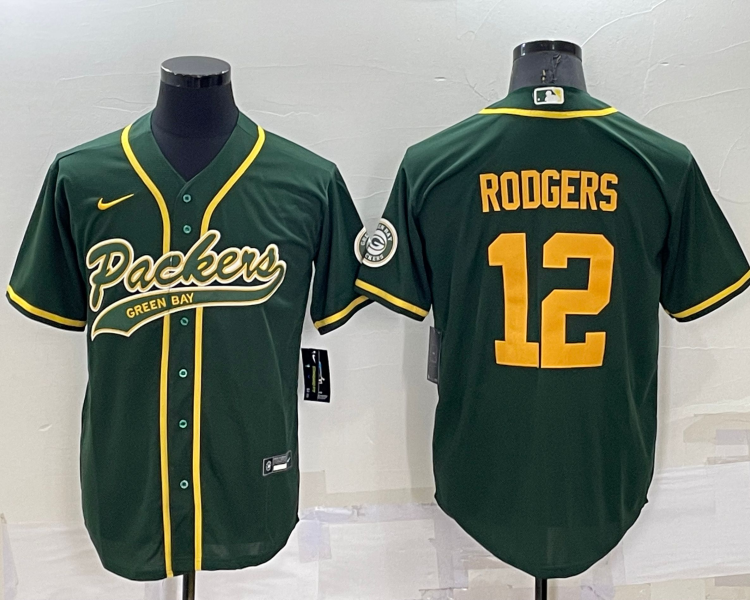 Men's Green Bay Packers Aaron Rodgers #12 Green Jersey Joint Edition