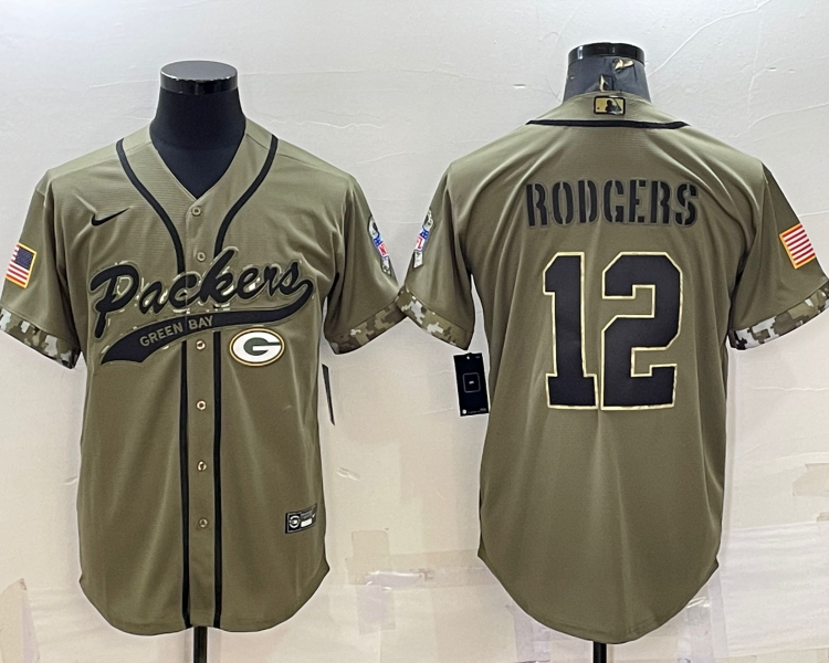 Men's Green Bay Packers Aaron Rodgers #12 Olive 2022 Salute To Service Limited Jersey Joint Edition