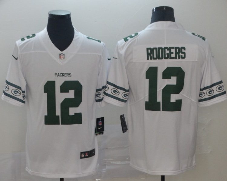 Men's Green Bay Packers Aaron Rodgers #12 White Jersey